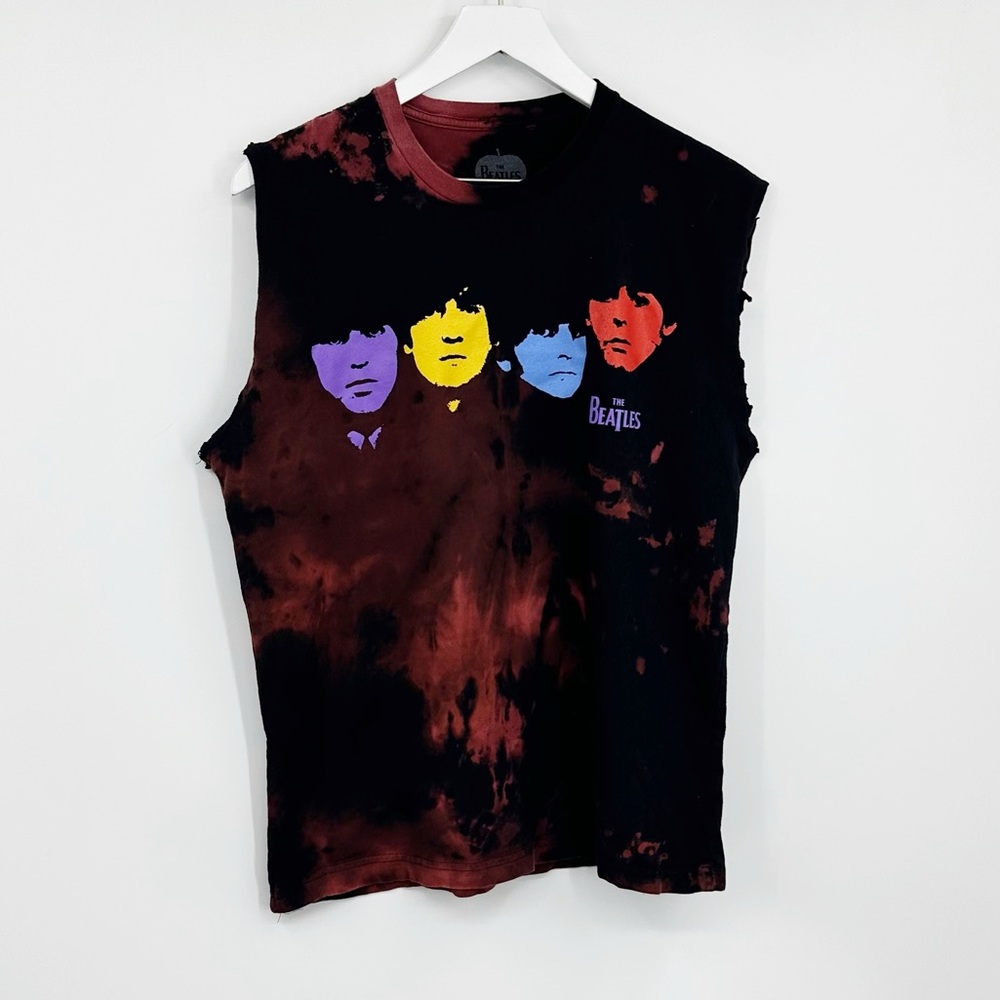 The Beatles 2009 Vintage Custom Bleach Splatter Tank Top Size Large Upcycled
